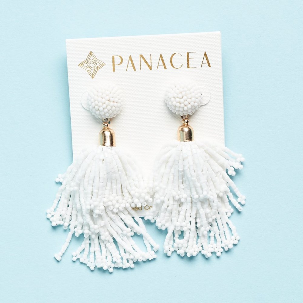 Panacea Beaded Tassel Earrings $55